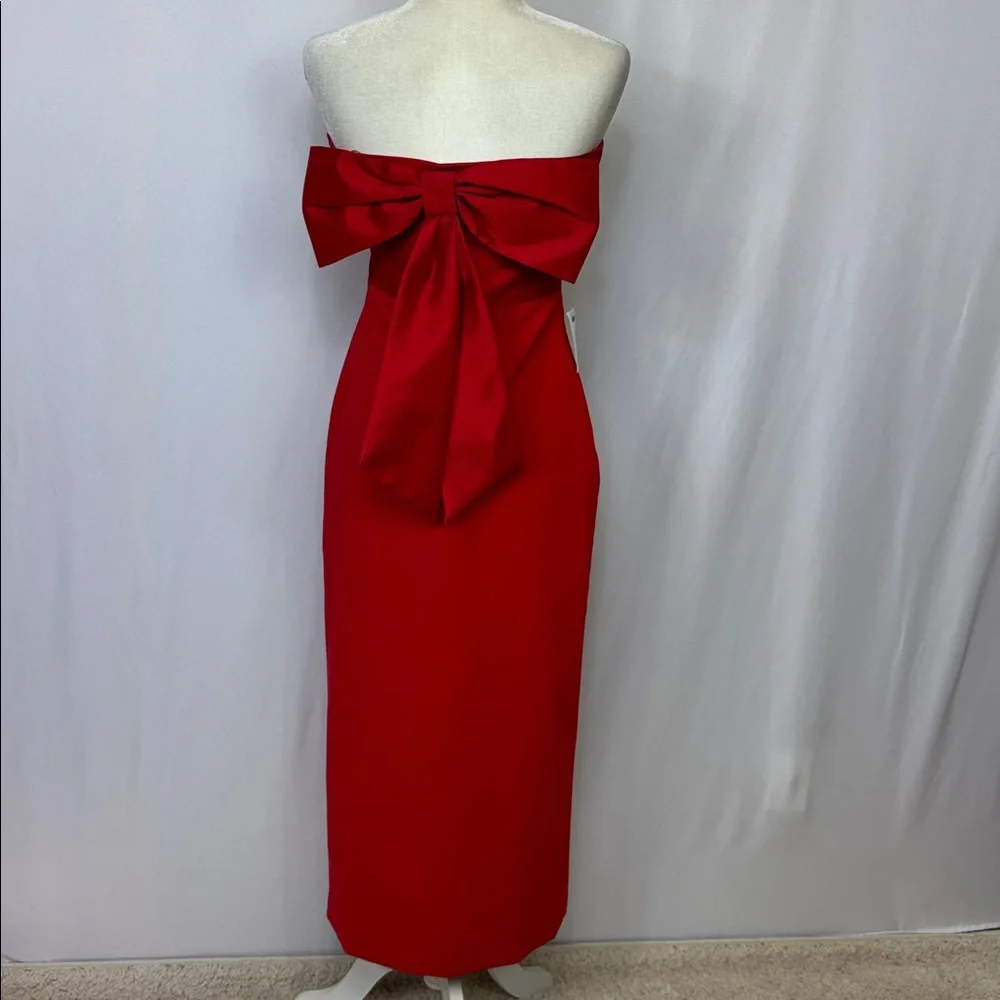 Likely Valerie‎ Strapless Bow Back Dress Size 6 Red Midi Slit NWT